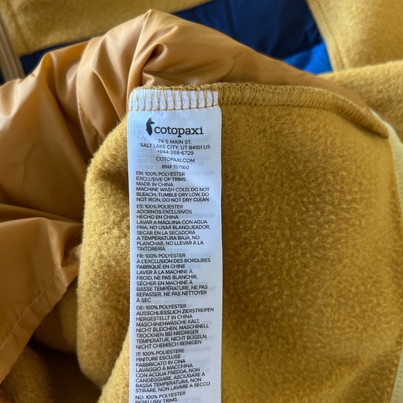 Mint condition Cotopaxi Mustard Fleece Jacket with Blue Stripes - Picture 7 of 7